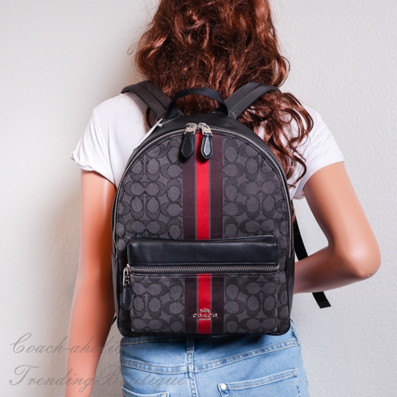 Coach Handbags - NWT Coach Medium Charlie Backpack with Stripe